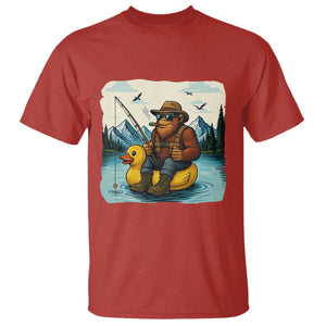 Funny Bigfoot Fishing T Shirt Sasquatch Sitting Rubber Duckie Cruise TS14 Red Print Your Wear