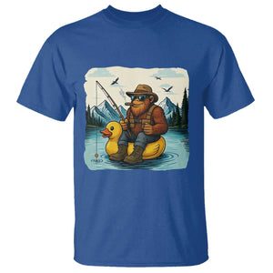 Funny Bigfoot Fishing T Shirt Sasquatch Sitting Rubber Duckie Cruise TS14 Royal Blue Print Your Wear