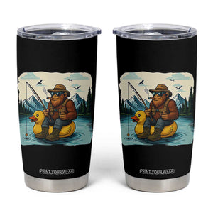 Funny Bigfoot Fishing Tumbler Cup Sasquatch Sitting Rubber Duckie Cruise TS14 Black Print Your Wear