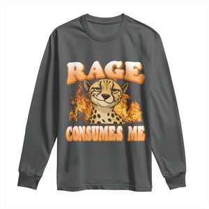 Cool Cheetah Long Sleeve Shirt Funny Range Consumes Me Sarcastic Wild Animal TS14 Dark Heather Print Your Wear