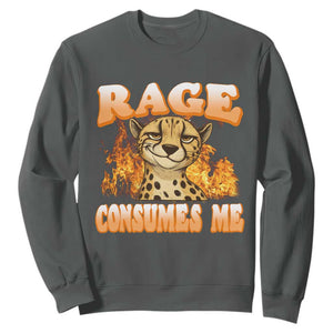 Cool Cheetah Sweatshirt Funny Range Consumes Me Sarcastic Wild Animal TS14 Dark Heather Print Your Wear