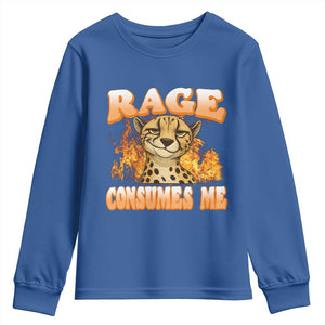 Cool Cheetah Youth Sweatshirt Funny Range Consumes Me Sarcastic Wild Animal TS14 Royal Blue Print Your Wear