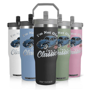 I'm Not Old I'm Classic Flip Straw Tumbler Vintage Distressed Classic Bug Travel TS14 Print Your Wear