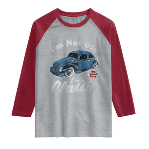 I'm Not Old I'm Classic Raglan Shirt Vintage Distressed Classic Bug Travel TS14 Heather Gray Heather Red Print Your Wear