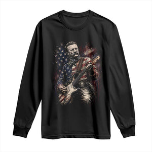 Teddy Roosevelt Playing Guitar 4th of July Long Sleeve Shirt