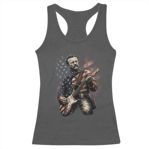 Teddy Roosevelt Playing Guitar 4th of July Racerback Tank Top