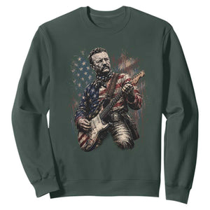 Teddy Roosevelt Playing Guitar 4th of July Sweatshirt