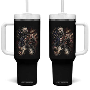 Teddy Roosevelt Playing Guitar 4th of July Tumbler With Handle TS14 One Size: 40 oz Black Print Your Wear