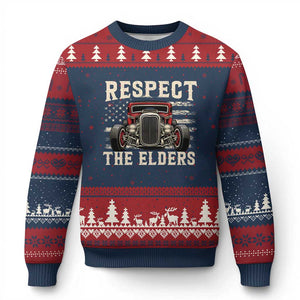 Respect The Elders Ugly Christmas Sweater 1932 American Classic Hotrod