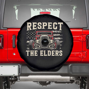 Respect The Elders Spare Tire Cover 1932 American Classic Hotrod TS14 Black Print Your Wear