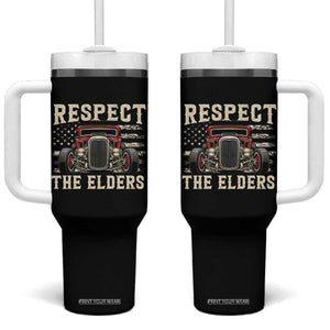 Respect The Elders Tumbler With Handle 1932 American Classic Hotrod TS14 One Size: 40 oz Black Print Your Wear