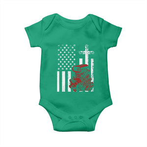 Classic Big Block Blower Baby Onesie Patriotic Racing Engine American Flag Christian Cross
