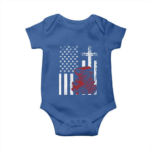 Classic Big Block Blower Baby Onesie Patriotic Racing Engine American Flag Christian Cross