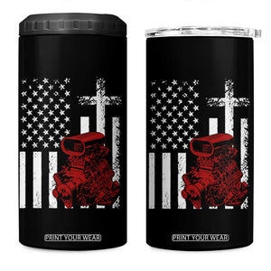 Classic Big Block Blower 4 in 1 Can Cooler Tumbler Patriotic Racing Engine American Flag Christian Cross TS14 One Size: 16 oz Black Print Your Wear
