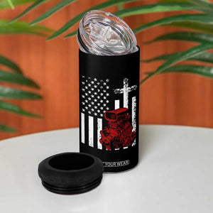 Classic Big Block Blower 4 in 1 Can Cooler Tumbler Patriotic Racing Engine American Flag Christian Cross TS14 Print Your Wear