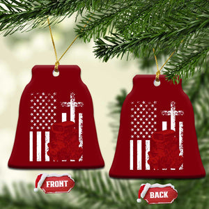 Classic Big Block Blower Ceramic Ornament Patriotic Racing Engine American Flag Christian Cross