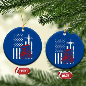 Classic Big Block Blower Ceramic Ornament Patriotic Racing Engine American Flag Christian Cross