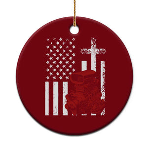 Classic Big Block Blower Ceramic Ornament Patriotic Racing Engine American Flag Christian Cross