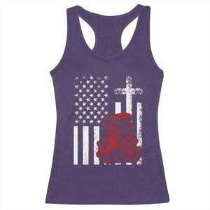 Classic Big Block Blower Racerback Tank Top Patriotic Racing Engine American Flag Christian Cross