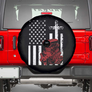 Classic Big Block Blower Spare Tire Cover Patriotic Racing Engine American Flag Christian Cross TS14 Black Print Your Wear
