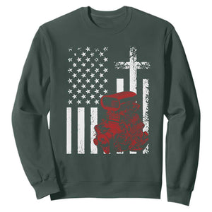 Classic Big Block Blower Sweatshirt Patriotic Racing Engine American Flag Christian Cross