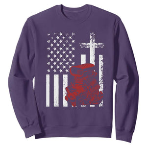 Classic Big Block Blower Sweatshirt Patriotic Racing Engine American Flag Christian Cross