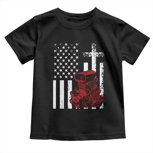Classic Big Block Blower Toddler T Shirt Patriotic Racing Engine American Flag Christian Cross