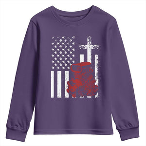 Classic Big Block Blower Youth Sweatshirt Patriotic Racing Engine American Flag Christian Cross