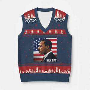 Martin Luther King Jr V-Neck Knit Sweater Vest Human Rights TS14 Navy Red Print Your Wear