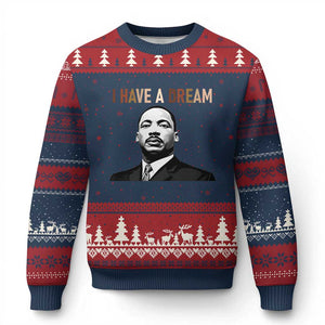 Martin Luther King Jr Ugly Christmas Sweater I Have a Dream Cool Melanin Black History TS14 Navy Red Print Your Wear