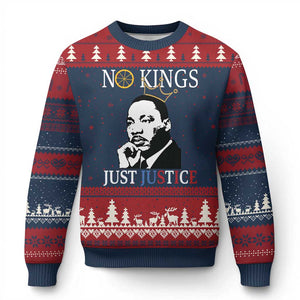 Martin Luther King Jr Ugly Christmas Sweater No Kings Just Justice TS14 Navy Red Print Your Wear