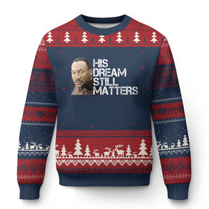 His Dream Still Matters Ugly Christmas Sweater Martin Luther King Jr TS14 Navy Red Print Your Wear