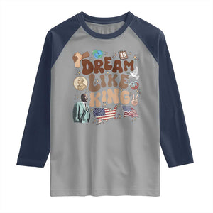 Martin Luther King Jr Raglan Shirt Black History Melanin African American TS14 Sport Gray Navy Print Your Wear