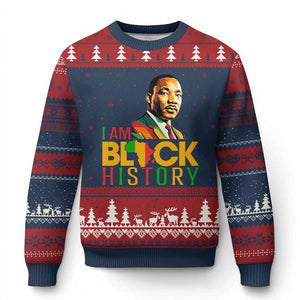 I Am Black History Ugly Christmas Sweater Martin Luther Jr King African American Pride TS14 Navy Red Print Your Wear