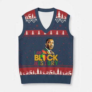 I Am Black History V-Neck Knit Sweater Vest Martin Luther Jr King African American Pride TS14 Navy Red Print Your Wear
