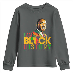 I Am Black History Youth Sweatshirt Martin Luther Jr King African American Pride TS14 Dark Heather Print Your Wear