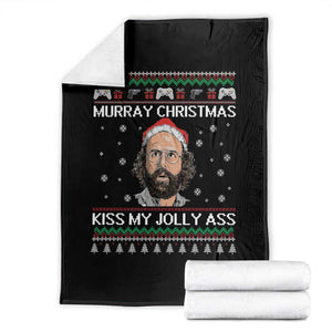 Stranger Christmas Throw Blanket Santa Murray Kiss My Jolly Ass TS14 Black Print Your Wear