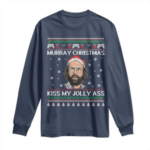 Stranger Christmas Long Sleeve Shirt Santa Murray Kiss My Jolly Ass TS14 Navy Print Your Wear