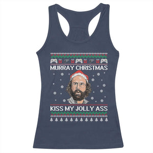 Stranger Christmas Racerback Tank Top Santa Murray Kiss My Jolly Ass TS14 Navy Print Your Wear