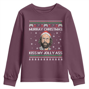 Stranger Christmas Youth Sweatshirt Santa Murray Kiss My Jolly Ass TS14 Maroon Print Your Wear