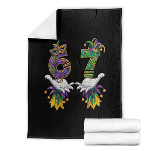 67 Mardi Gras Meme Throw Blanket Funny Six Seven Hand Carnival Trendy TS14 Black Print Your Wear