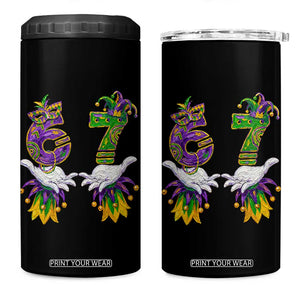 67 Mardi Gras Meme 4 in 1 Can Cooler Tumbler Funny Six Seven Hand Carnival Trendy TS14 One Size: 16 oz Black Print Your Wear