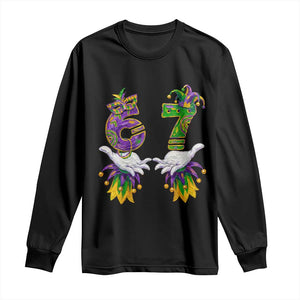 67 Mardi Gras Meme Long Sleeve Shirt Funny Six Seven Hand Carnival Trendy TS14 Black Print Your Wear