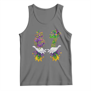 67 Mardi Gras Meme Tank Top Funny Six Seven Hand Carnival Trendy TS14 Black Heather Print Your Wear