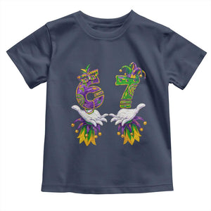 67 Mardi Gras Meme Toddler T Shirt Funny Six Seven Hand Carnival Trendy TS14 Navy Print Your Wear