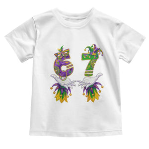 67 Mardi Gras Meme Toddler T Shirt Funny Six Seven Hand Carnival Trendy TS14 White Print Your Wear