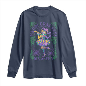 67 Mardi Gras Long Sleeve Shirt Funny Six Seven Carnival Trendy TS14 Navy Print Your Wear