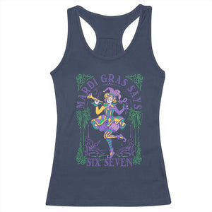 67 Mardi Gras Racerback Tank Top Funny Six Seven Carnival Trendy TS14 Navy Print Your Wear