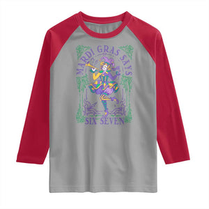 67 Mardi Gras Raglan Shirt Funny Six Seven Carnival Trendy TS14 Sport Gray Red Print Your Wear