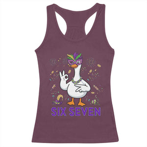 67 Mardi Gras Racerback Tank Top Funny Goose Meme Carnival Trendy TS14 Maroon Print Your Wear